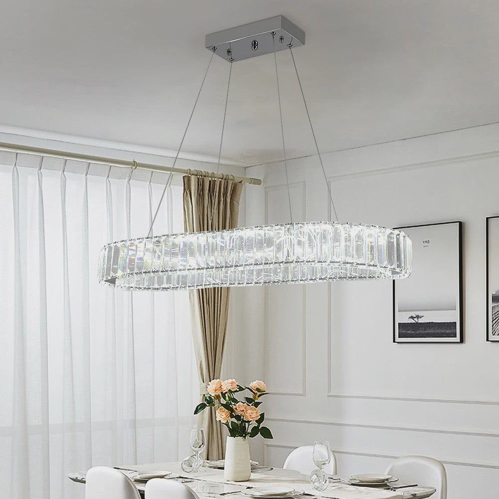 Luxe Kristallen Ovalen LED Plafondlamp / Hanglamp - Modern Design voor Woonkamer & Slaapkamer