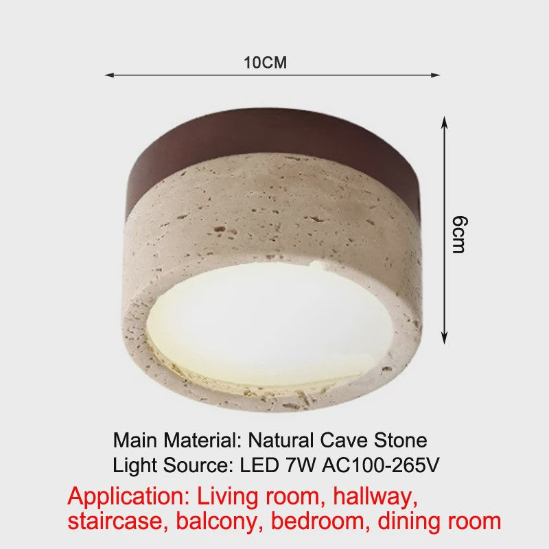 Wabi Sabi Plafondlamp Cream Stone - Sfeervolle Verlichting voor Woonkamer, Hal & Slaapkamer