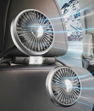 Dubbele USB Ventilator met 360° Rotatie en LED Verlichting - Krachtige Koeling voor Auto en Thuis
