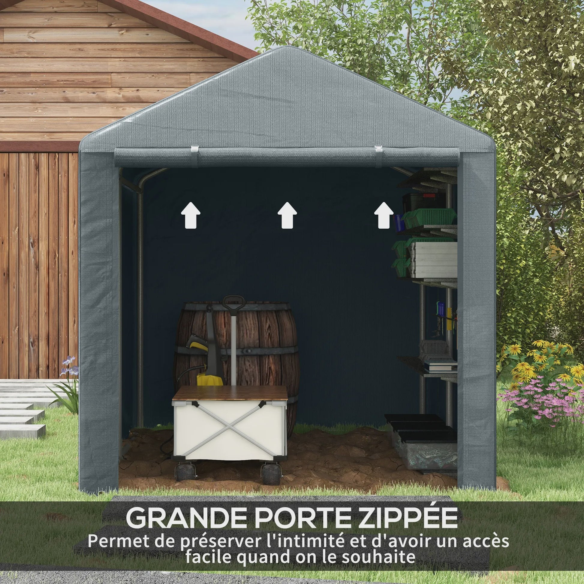 Outsunny Tuinopslag Tent 2x2m - Waterdichte Fietsenstalling met Stalen Frame