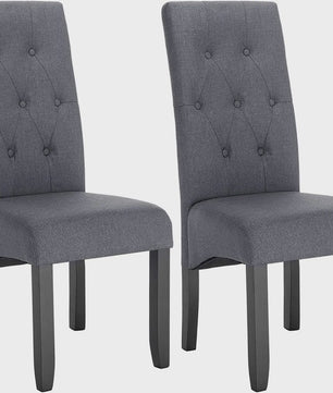Set van 2 eetkamerstoelen met hoge rugleuning en comfortabele zitting - Massief Hout