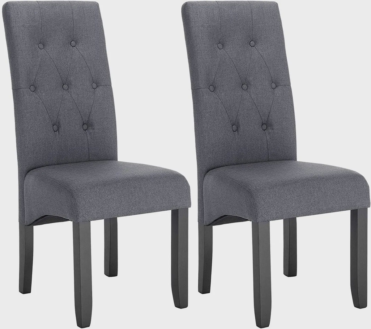 Set van 2 eetkamerstoelen met hoge rugleuning en comfortabele zitting - Massief Hout