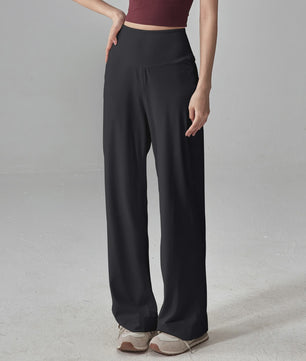 Dames Comfortabele Yogabroek met Hoge Taille en Zakken - Nake-Feeling Stretch Loungebroek voor Sport & Vrije Tijd