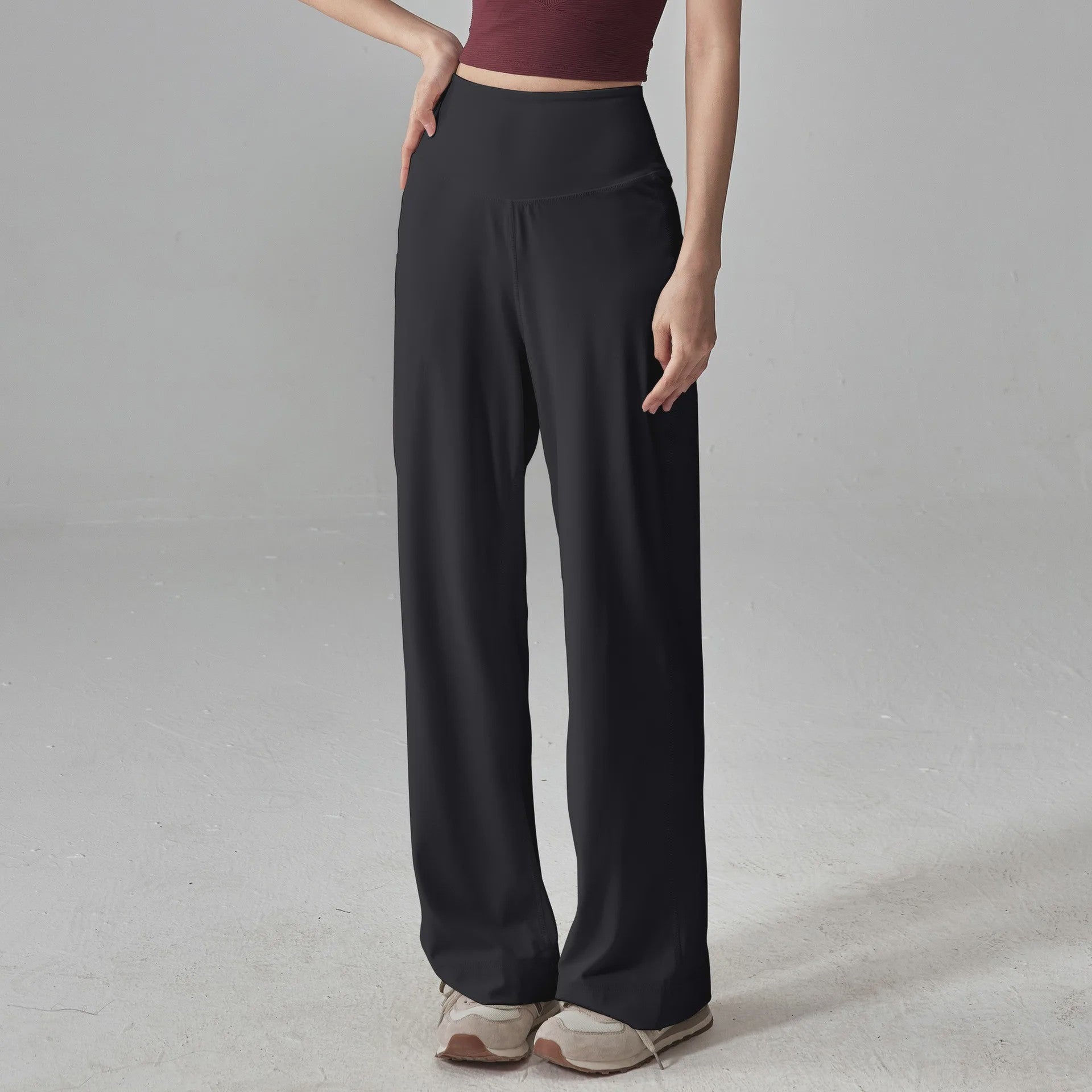Dames Comfortabele Yogabroek met Hoge Taille en Zakken - Nake-Feeling Stretch Loungebroek voor Sport & Vrije Tijd
