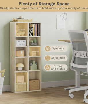 Boekenkast 10 Vakken - Staande Opbergkast voor Woonkamer & Kinderkamer