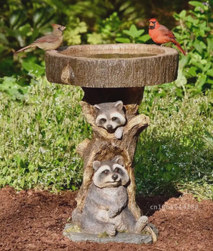 Antiek Vogelbad met Uilen Design - Decoratieve Tuinfontein van Polyresin