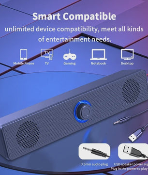 Draadloze Bluetooth Soundbar voor PC, TV & Laptop - Compact en Krachtig Geluid