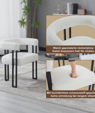Set van 2 Chenille Eetkamerstoelen met Armleuningen - Modern en Comfortabel