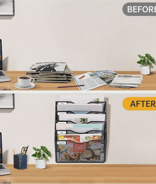 5-Vaks A4 Wand Organizer Mesh Documentenhouder Zwart Metaal