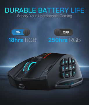 Redragon M913 MAX MMO Gaming Muis - Draadloos, 26000 DPI, 16 Programmeerbare Knoppen