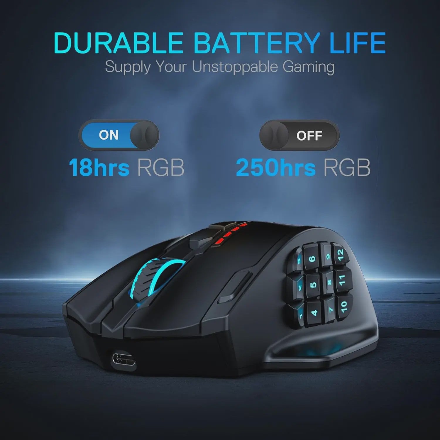 Redragon M913 MAX MMO Gaming Muis - Draadloos, 26000 DPI, 16 Programmeerbare Knoppen