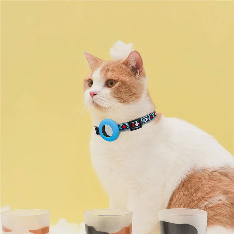 Verstelbare Halsband voor Katten en Puppy's met Airtag Houder en Belletje