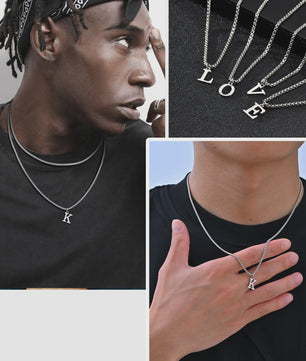 Vnox RVS Letter Ketting Heren - Kies Uw Initiaal - Waterdicht & Minimalistisch