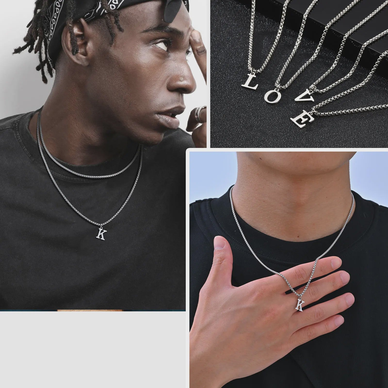Vnox RVS Letter Ketting Heren - Kies Uw Initiaal - Waterdicht & Minimalistisch