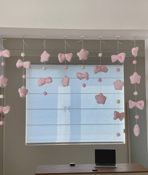 Schattige Strikjes & Sterren Gordijn - Decoratieve Deurhanger voor Meisjeskamer