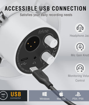FIFINE K688 Dynamische XLR/USB Microfoon met Real-time Monitoring, Gain Knob & Mute