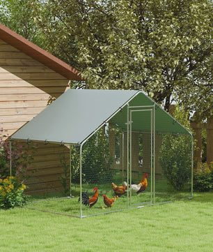 PawHut Groot Kippenhok met Ren - 5.1 m² - Waterdicht & UV-bestendig - Grote Volière voor 5-8 Kippen