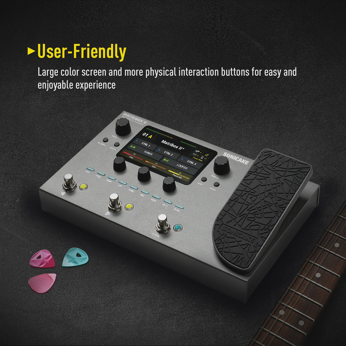 SONICAKE Matribox II Gitaar & Bass Multi-Effect Processor met Expression Pedal, FX Loop, USB
