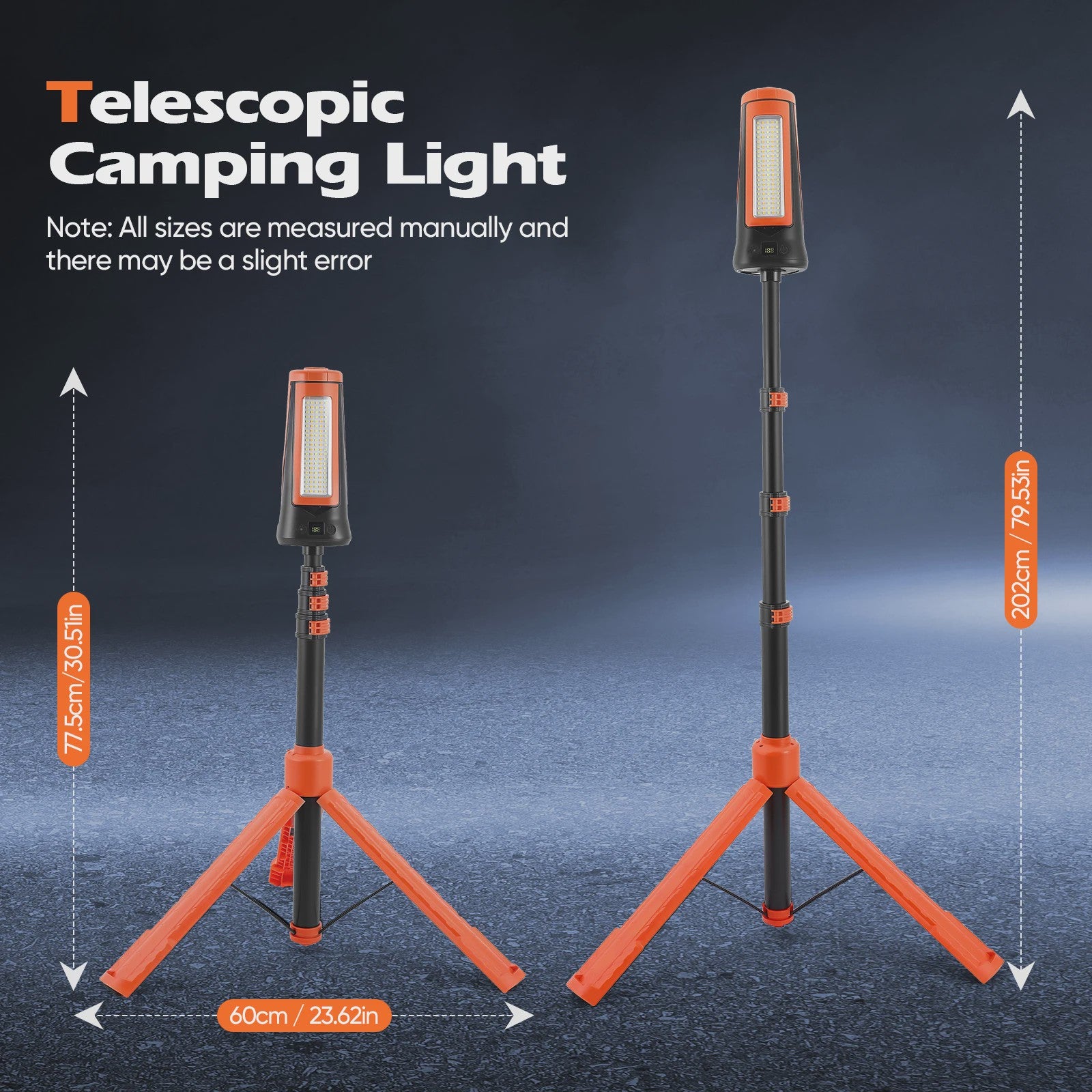 Telescopic Camping Light 9000mAh Rechargeable Lantern, Waterproof Collapsible Outdoor LED Flashlight for Hiking Tent