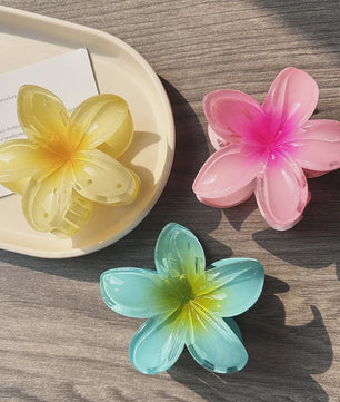 3x Grote Boho Bloemen Haarclips Acryl - Gradient Kleuren & Hawaii Stijl Haaraccessoires voor Dames