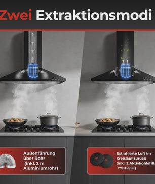 60cm Zwarte RVS Afzuigkap met 400 m³/h, A+++ Energieklasse en LED Verlichting