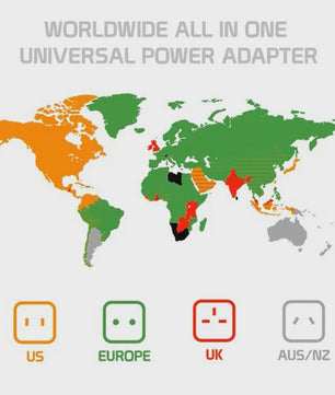 Universele Reisadapter met 2 USB & USB-C Poorten - Wereldwijd Bruikbaar