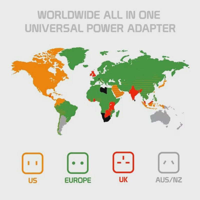Universele Reisadapter met 2 USB & USB-C Poorten - Wereldwijd Bruikbaar