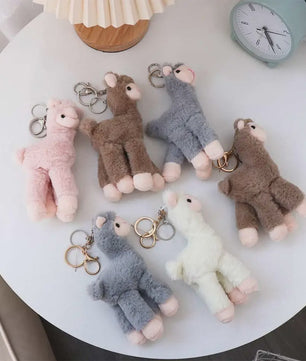 Pluche Alpaca Sleutelhanger - Schattige Knuffel Dierenhanger voor Tassen en Sleutels