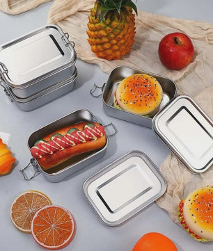 RVS Bento Lunchbox met Afsluitbare Clips - Voedselcontainer voor Werk en School