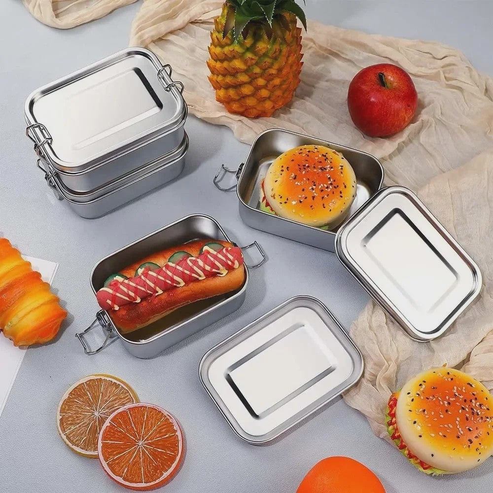 RVS Bento Lunchbox met Afsluitbare Clips - Voedselcontainer voor Werk en School