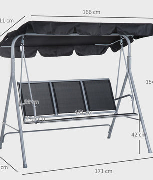 Outsunny Swing Swing garden 3 seater awning adjustable backrest breathable Metal frame load 240 kg 171x108x154 cm
