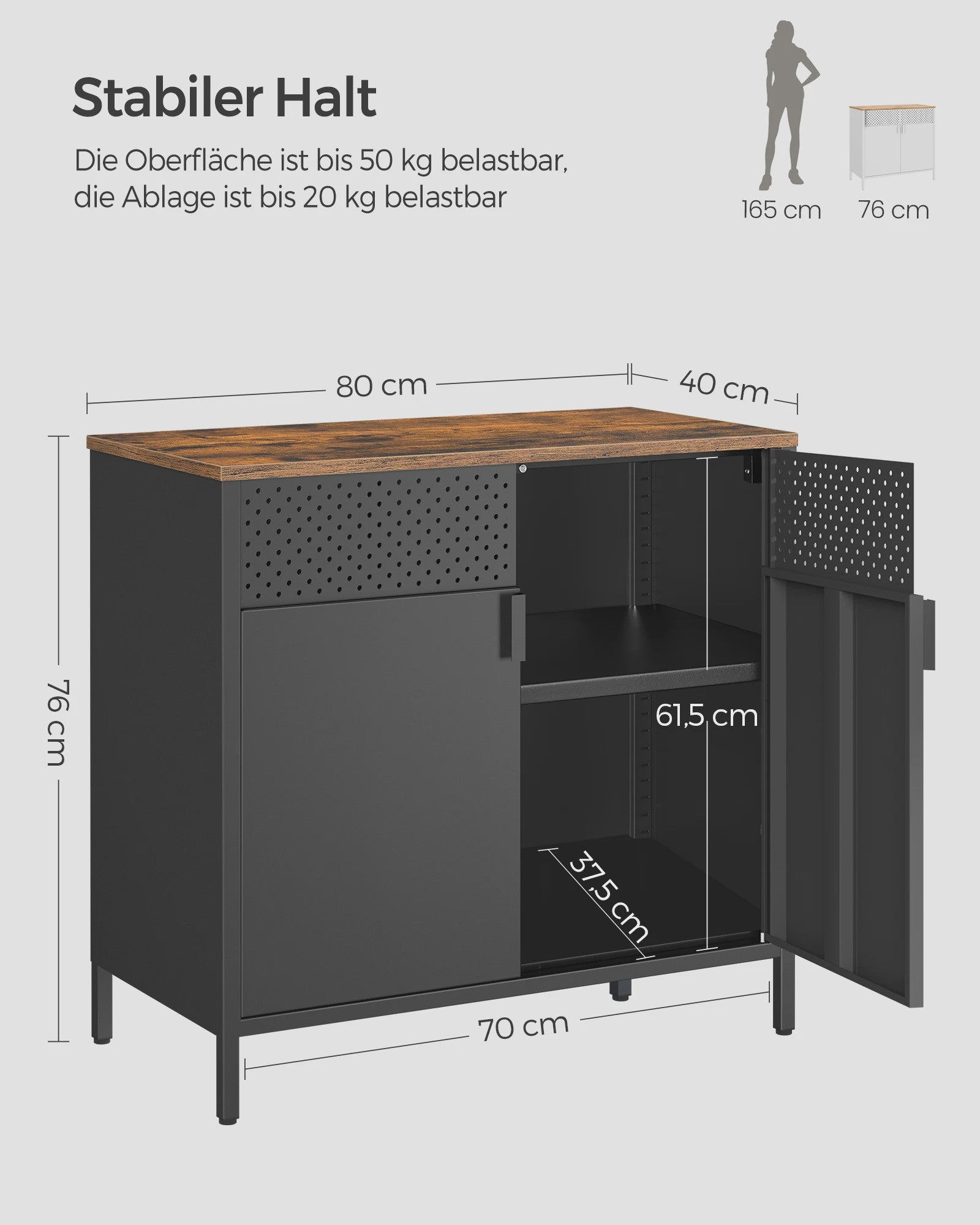 Industriële Sideboard met Dubbele Deuren en Verstelbare Plank - Stijlvol Keukenkast