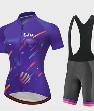 LIV Dames Fietsset Zomer - Korte Mouwen Jersey & Bibshort - Sneldrogend