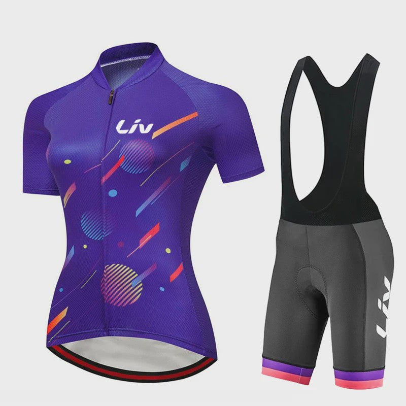 LIV Dames Fietsset Zomer - Korte Mouwen Jersey & Bibshort - Sneldrogend