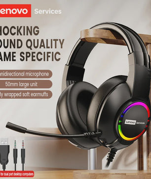 Lenovo E08 E-sports Headset: 7.1 Surround Sound, RGB Licht & Microfoon voor PC Gaming