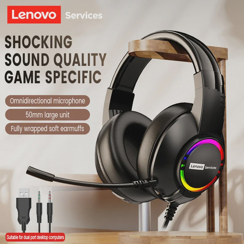 Lenovo E08 E-sports Headset: 7.1 Surround Sound, RGB Licht & Microfoon voor PC Gaming