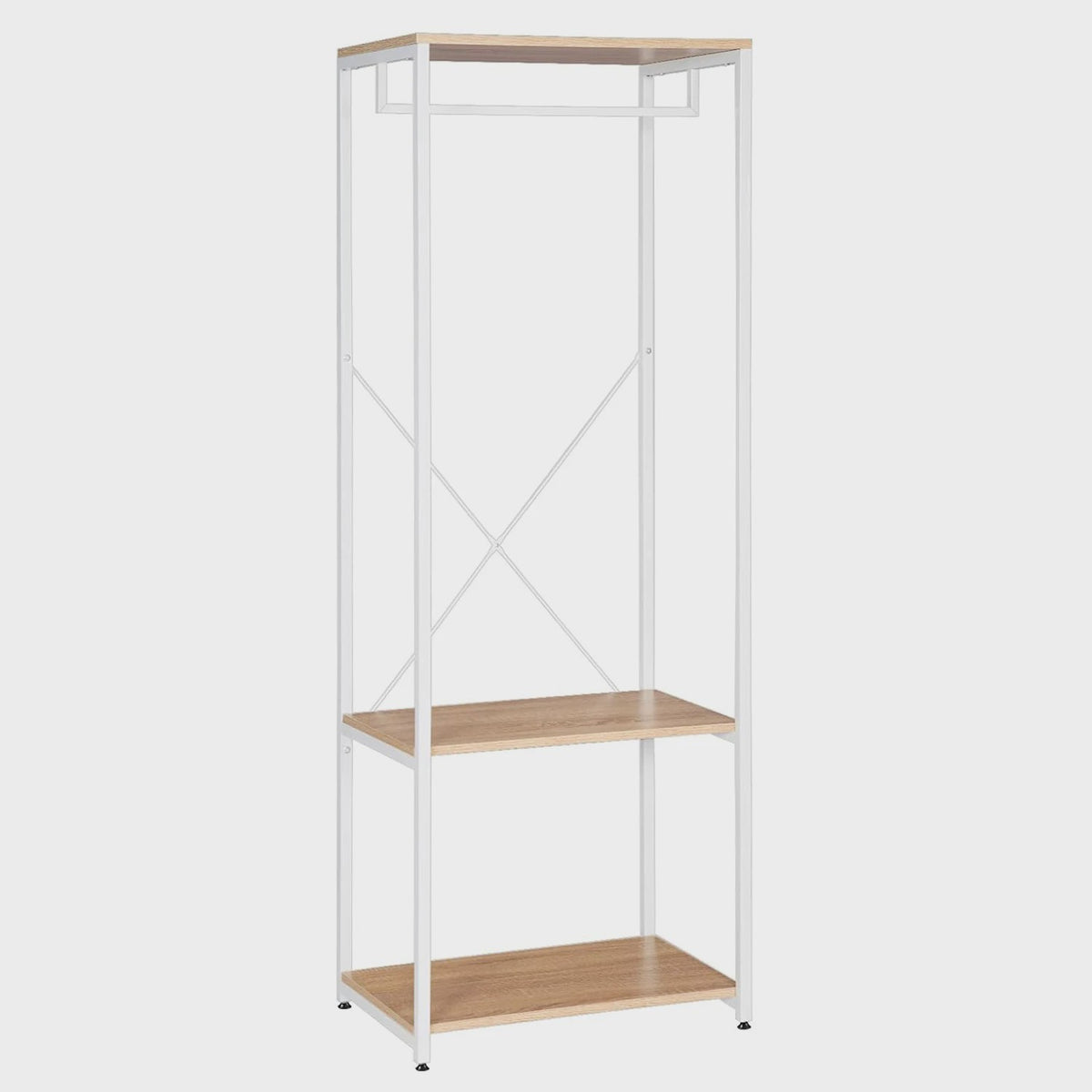 WOLTU Kledingrek met Schoenopslag - Robuust Hangerrek met 2 Opbergplanken