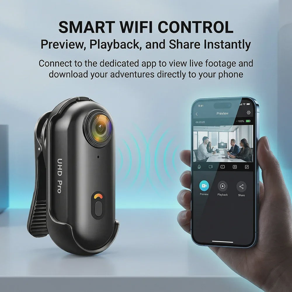 4K Mini Actiecamera met WiFi - POV Bodycam voor Motor, Helm & Sport - H88 model