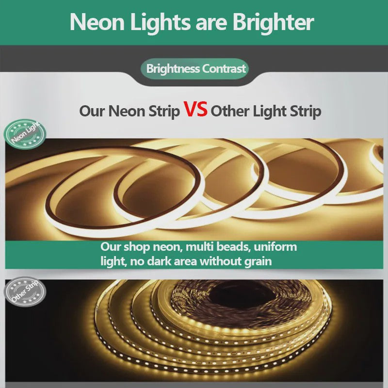 20 Meter Flexibele LED Neon Strip - 220V IP67 Waterdicht - Zonder Korreligheid - Binnen & Buiten Gebruik