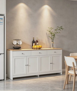 Ruime Buffetkast met 3 Lades en 4 Deuren - Oak Look Blad