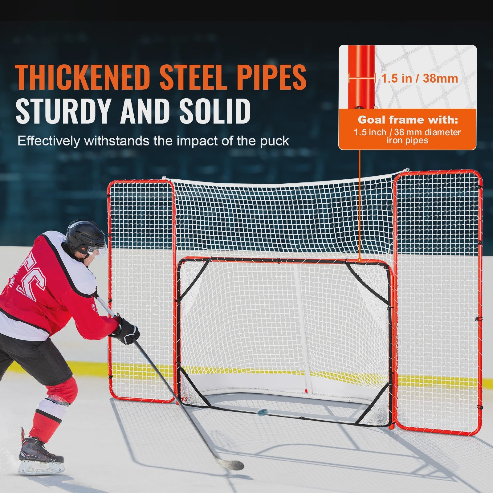 Professionele Hockey Goal 72" met Backstop Targets - Draagbaar Indoor/Outdoor Oefennet