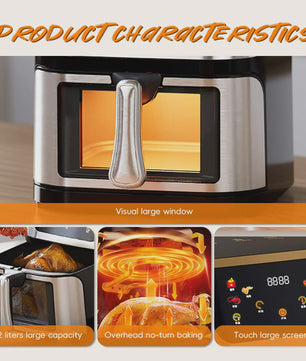 Krachtige Airfryer Oven 8L met 2800W, LED Touchscreen en Groot Visueel Venster