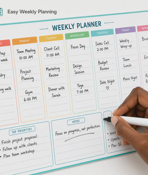 Weekplanner 30x40 cm Kleurgecodeerd met Marker - Ideaal voor Koelkast & Kantoor
