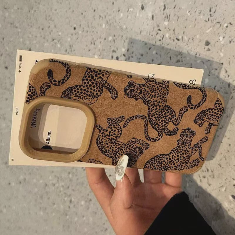 iPhone Hoesje met Levendig Luipaard Patroon - Schokbestendig Bonded Leer