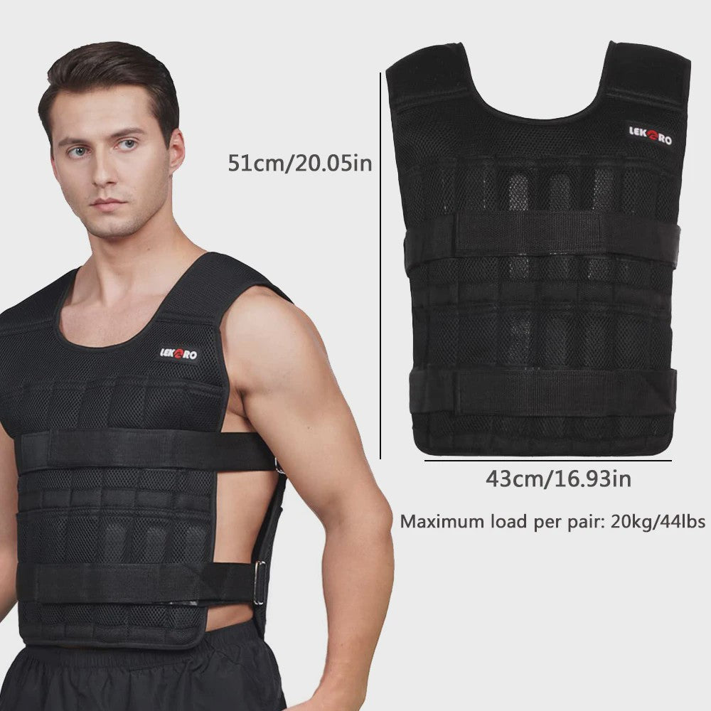 Verstelbaar Trainingsvest met Gewichten (20kg) voor Fitness, Hardlopen & Krachttraining