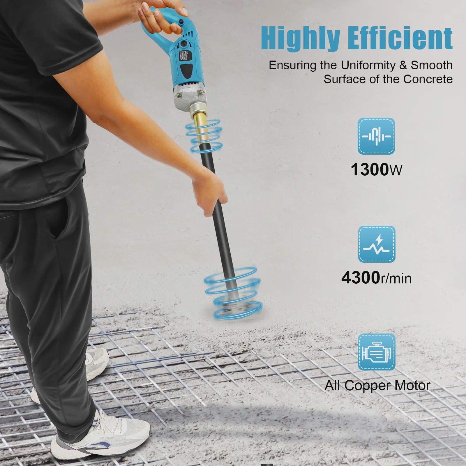 1300W Handzame Beton Vibrator met 1.5/2m Staaf - Krachtig en Efficiënt