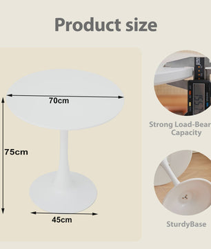 Elegante Ronde Eettafel - Nordic Tulip Design - 70cm - Wit of Zwart