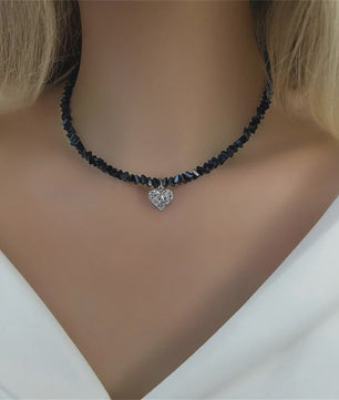 Vintage Zirkonia Hart Hanger Ketting - Boho Stijl Kristal Ketting