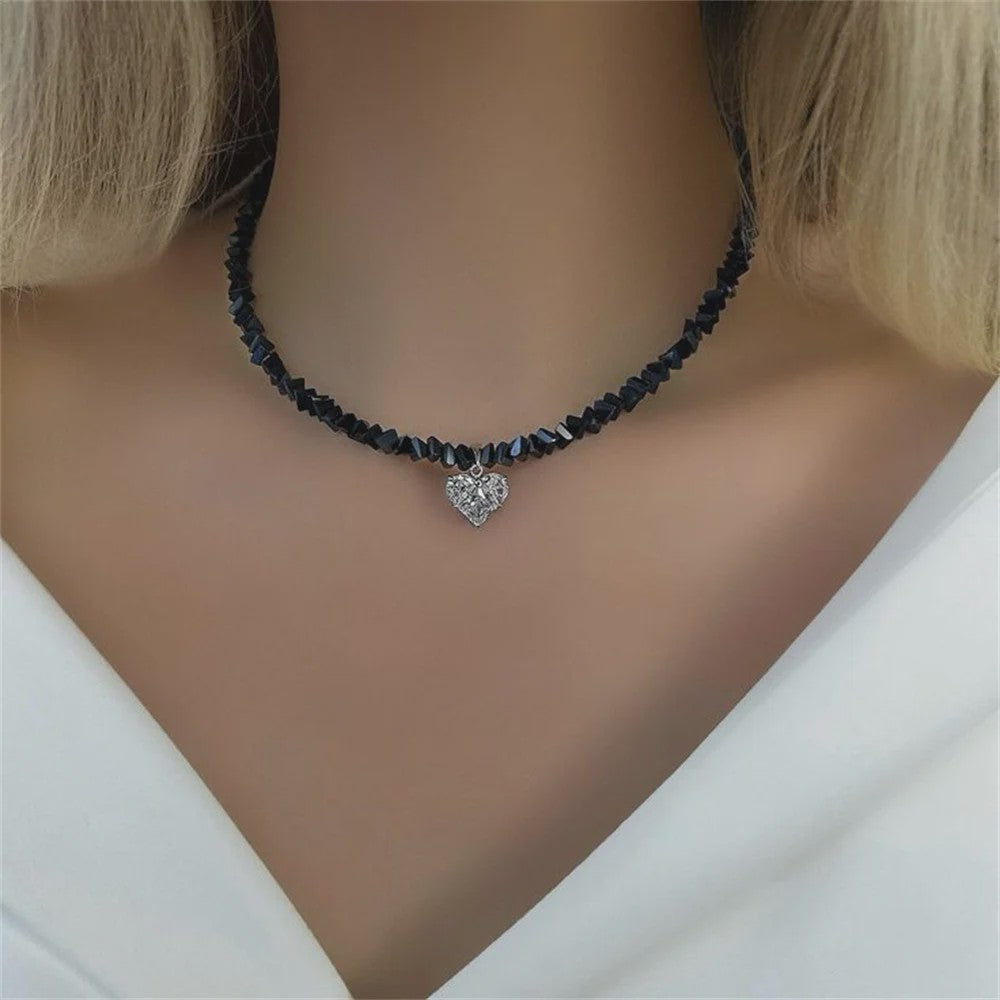 Vintage Zirkonia Hart Hanger Ketting - Boho Stijl Kristal Ketting