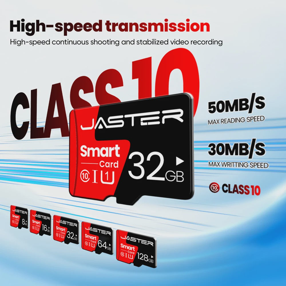 JASTER Class 10 Micro SD Kaart 8GB - 128GB | TF Kaart voor Telefoon, Camera, Computer